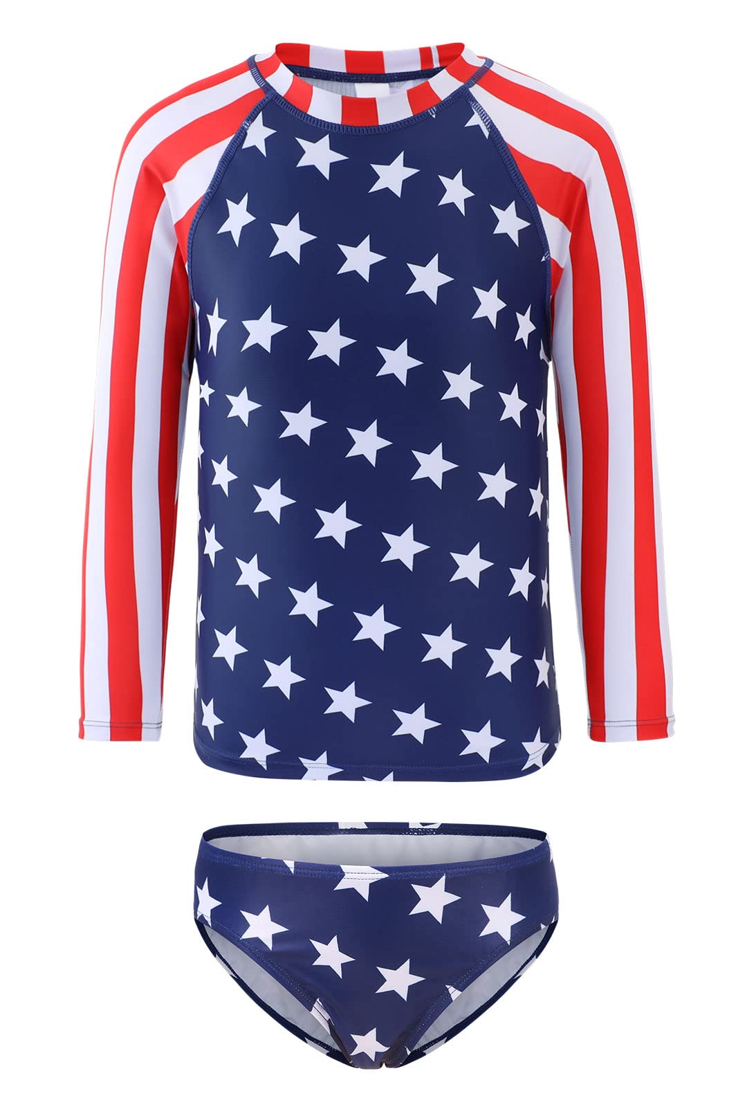 HowJoJo Girls Two Piece Swimsuits Long Sleeve Rash Guard Set Kids Bathing Suits UPF 50+