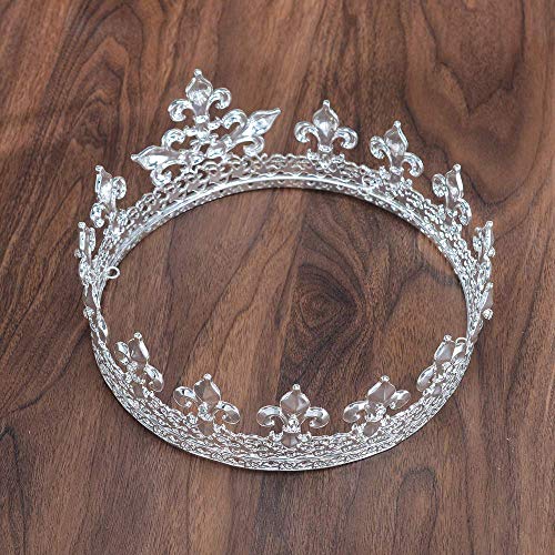 S Snuoy Full Round King Crown Gold Silver Prom Party Costume Hair Accessories Metal Tiaras Pageant Party Male's Hats Pack Of 2 #TOP3