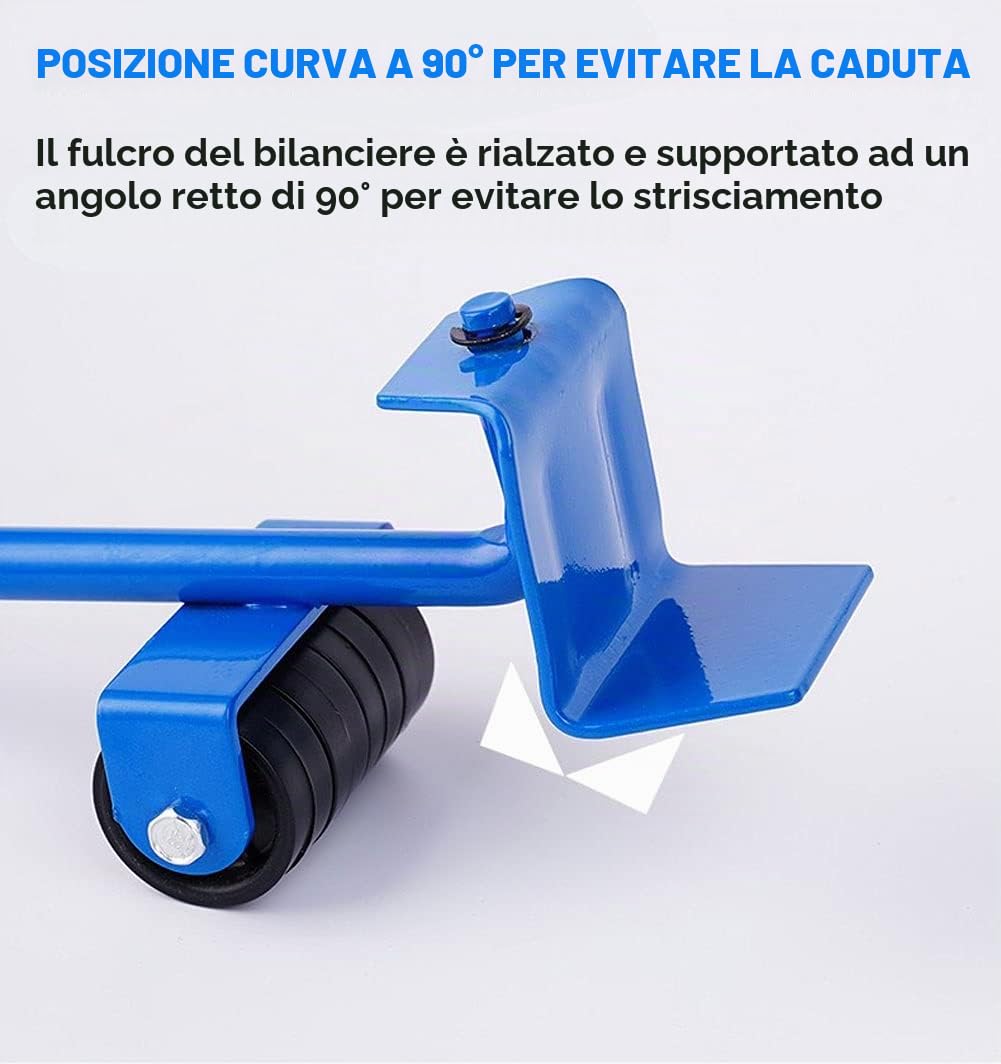 Set Sposta Mobili Pesanti, Ruote per Spostare Mobili Pesanti, Sollevatore e Rulli per Il Trasporto di Mobili Pesanti, Max Fino a 500 kg, Rotazione a 360°