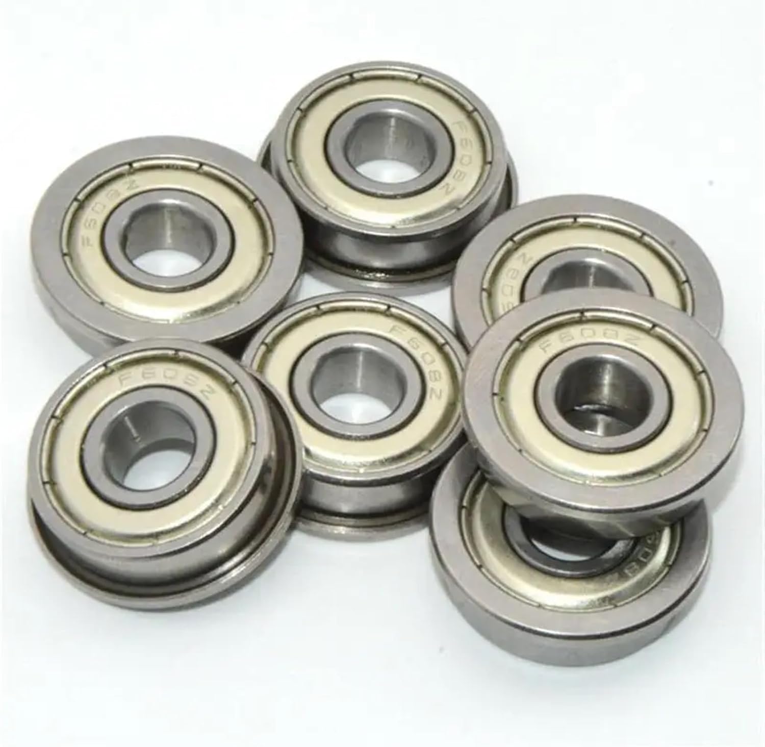 50pcs/lot F604ZZ F605ZZ F606ZZ F607ZZ F608ZZ F608-2RS F609ZZ Flange Thin Wall deep Groove Ball Bearing(F606ZZ 6x17x6mm)