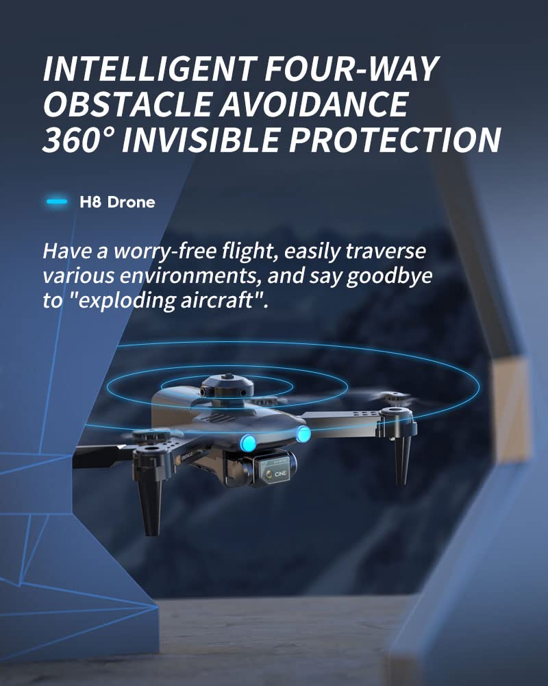 Drone pieghevole con fotocamera 4K per adulti, quadrirotori RC 5G FPV con ritorno automatico, motore brushless, ritorno automatico facile a casa, seguimi, 60 minuti di volo (Black)