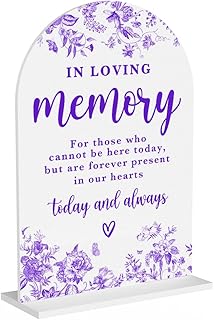 Acrylic Wedding Signs, Dusty Purple Wedding Decor, Purple Weddings Decor, In Loving Memory Signs for Reception, Modern Calligraphy Arch Acrylic Table Top Sign for Weddings Parties Dinners (White)