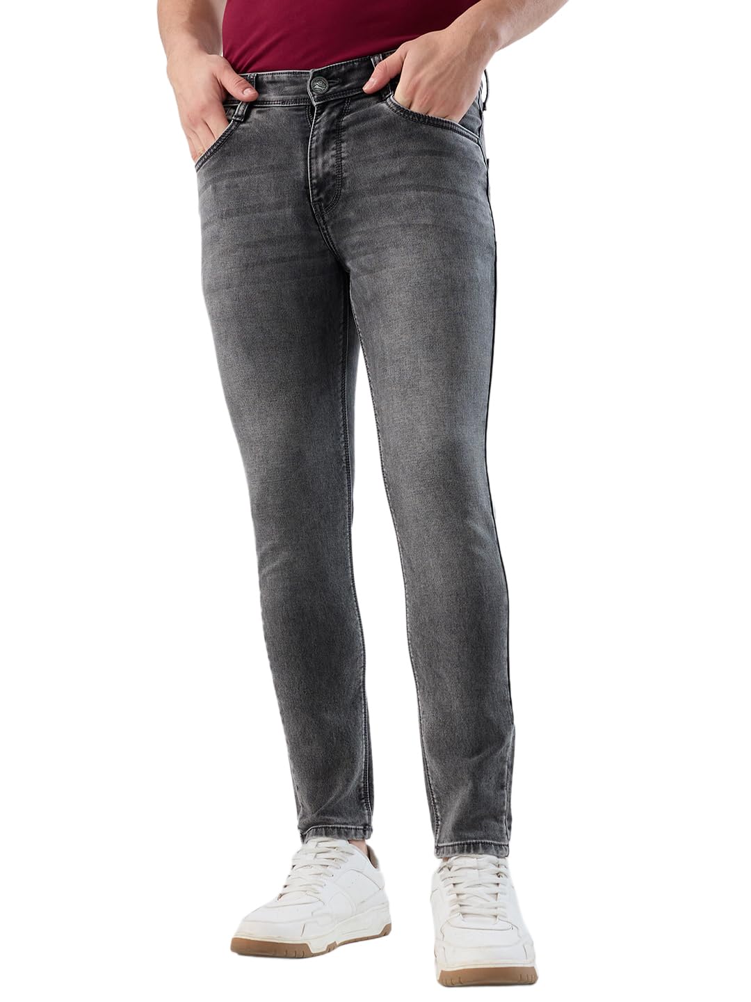 parx Men Low Rise Skinny Cropped Fit Knitted Pattern Cotton Polyester Blend Flat Front Jeans-picture-19