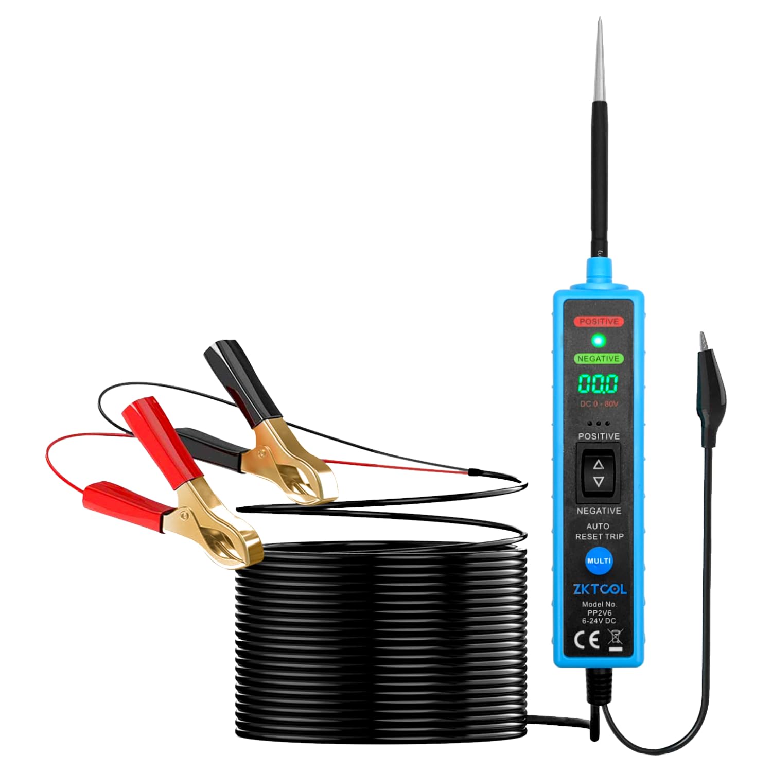ZKTOOL LED Power Circuit Probe, Automotive Electrical System Tester DC 6-24V, Car Circuit Tester, Short Circuit Tester, Voltage Tester, Polarity Identify, Test Light, Component Activation