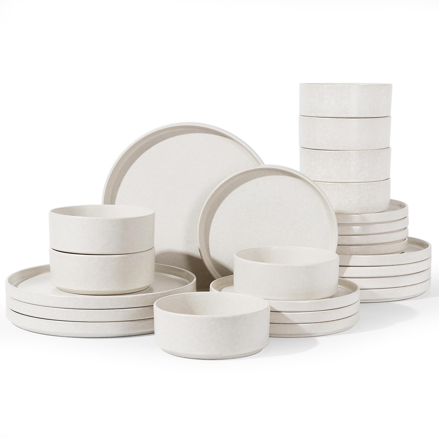 Famiware Nebula 24-Piece Dinnerware Set, Matte Beige White