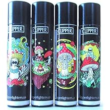Clipper Groovy Psychedelic Mushrooms Refillable Lighters Lot of 4