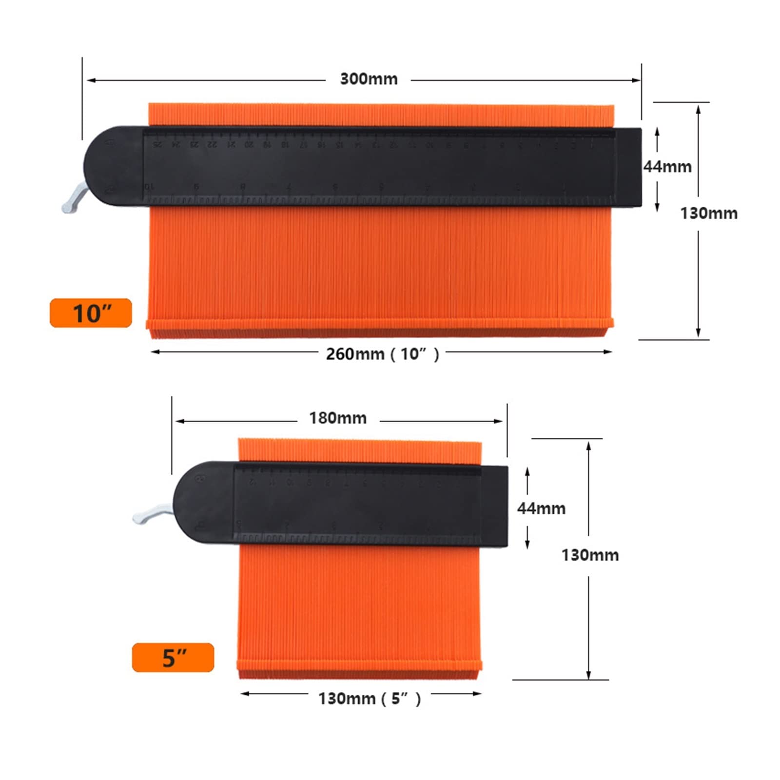 5 unids/Set Perfil de Plantilla ampliado 5 "10" Calibre de Contorno de núcleo de aleación Ajustable 6-Herramienta de medición de Regla Plegable for Laminado de Azulejos(MH-LKG5106R)