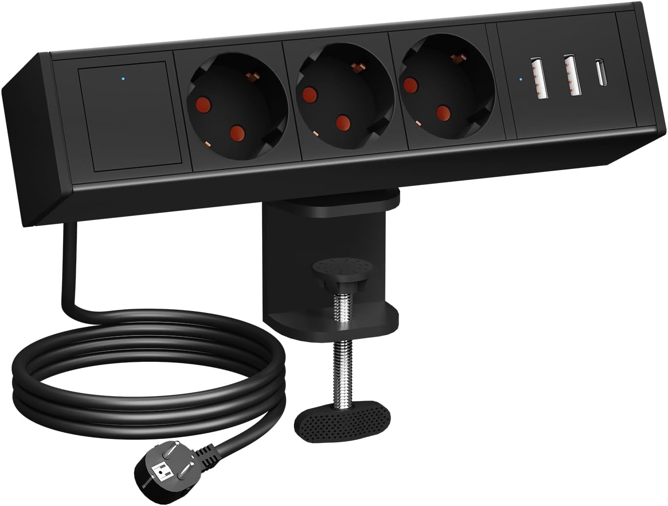 3 Fach Tischsteckdose mit 2 QC und Typ-C PD20W, 7 in 1