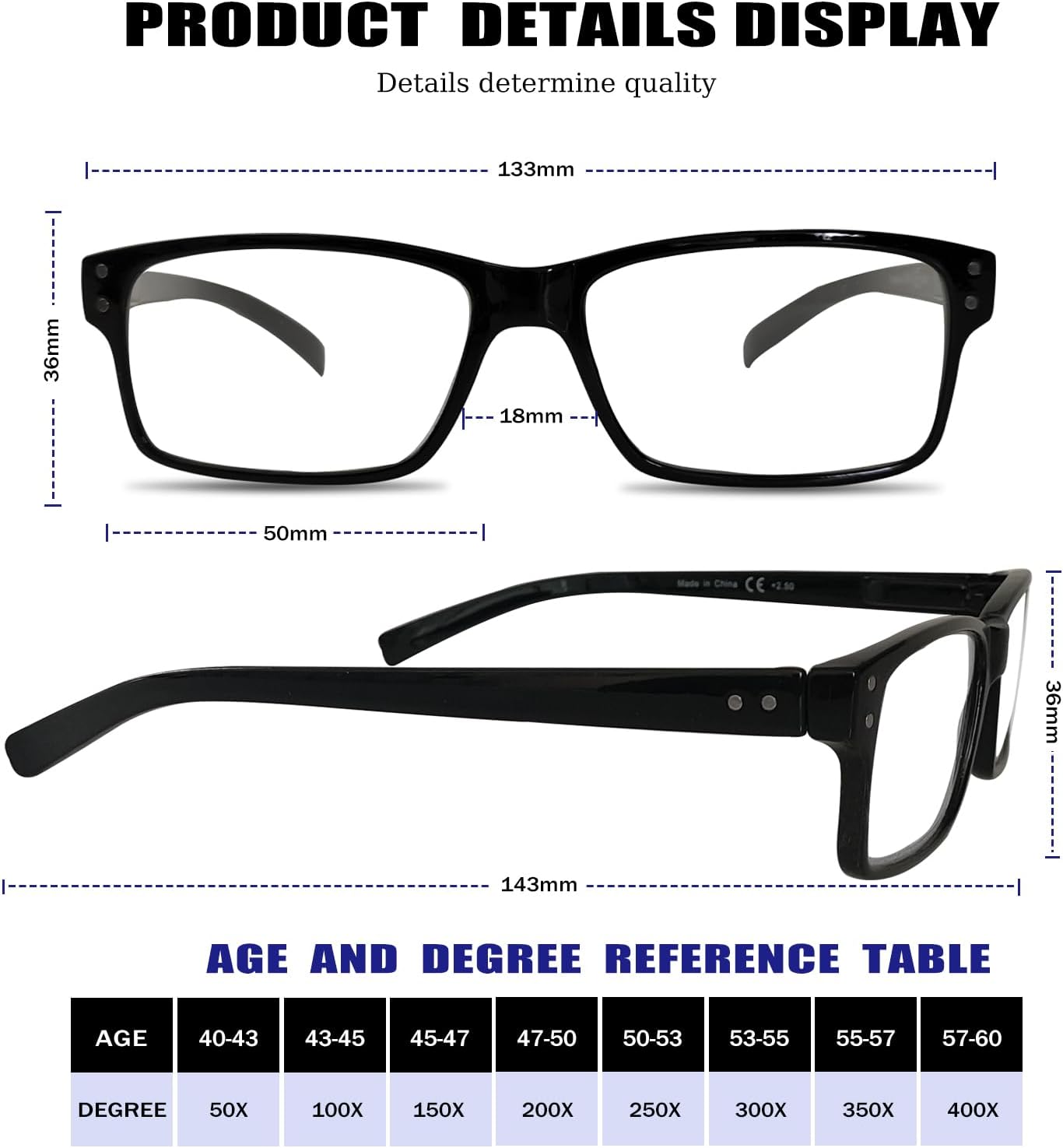 5 Pack Reading Glasses for Men Rectangular Reader with Spring Hinges - Image 2