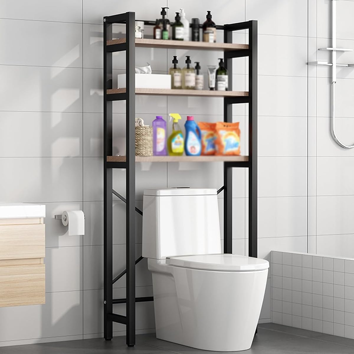 Meuble de rangement au-dessus des toilettes et étagère de WC compacte