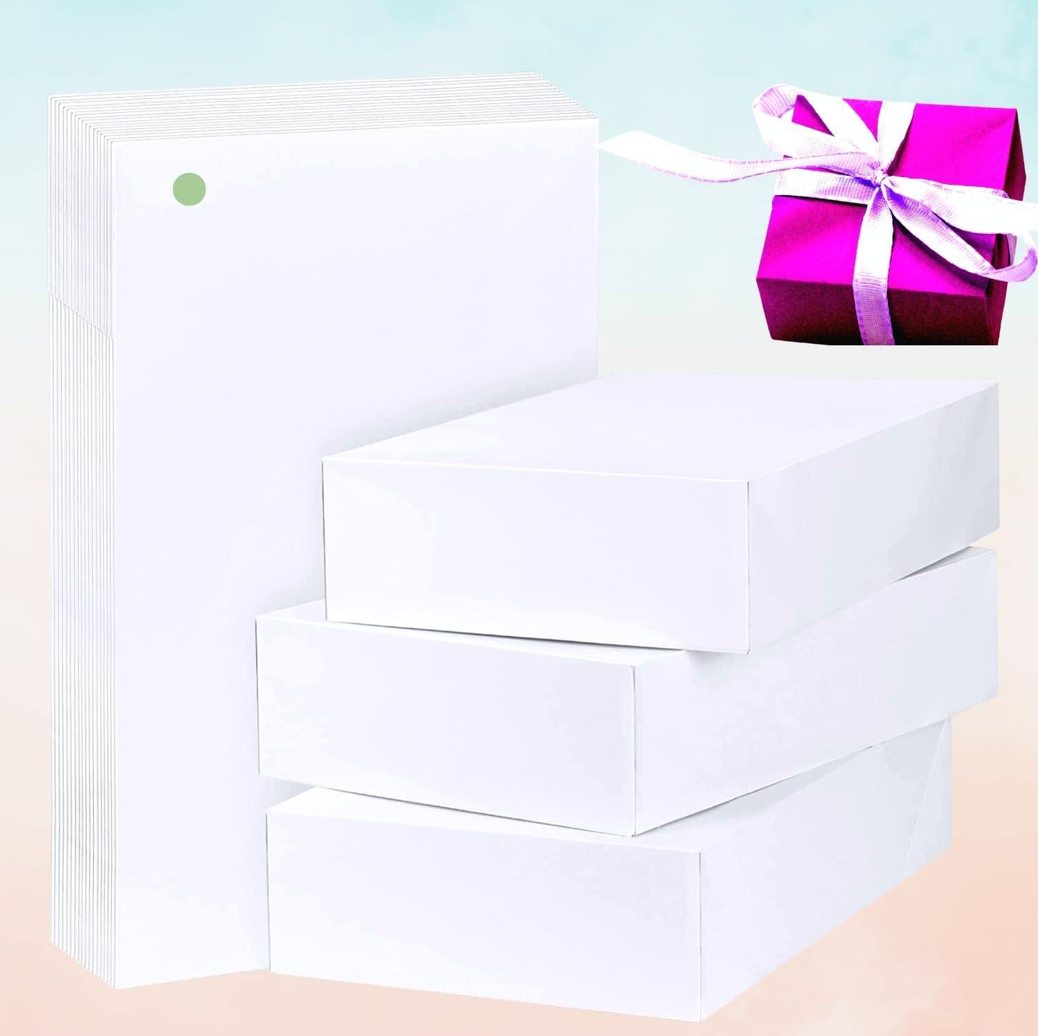 ERSIQI Clothing gift boxes with lids White gift boxes& Large gift boxes .Sturdy gift boxes Easy assemble fold & store holiday empty gift boxes in bulk 17 * 11 * 3 (3)