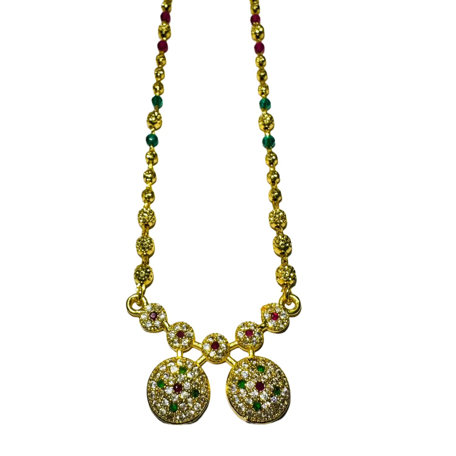 Beaded short Mangalsutra with american diamond designer pendant for women (B0DHLKD7L9) Amazon Price History, Amazon Price Tracker