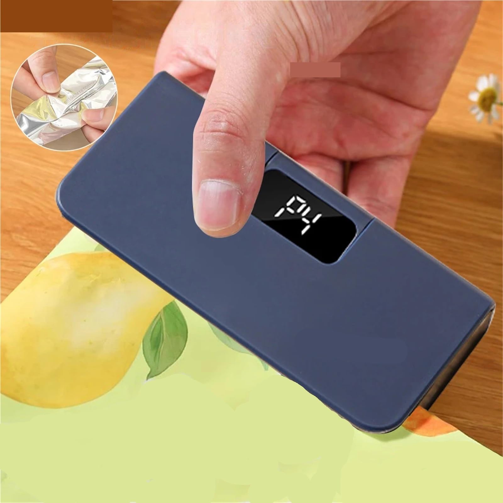Máquina selladora al vacío, Mini Sellador Térmico, Máquina Selladora De Bolsas Plástico, Paquete Almacenamiento Recargable, Clip Mano Para Alimentos,Selladora de alimentos(Blue)