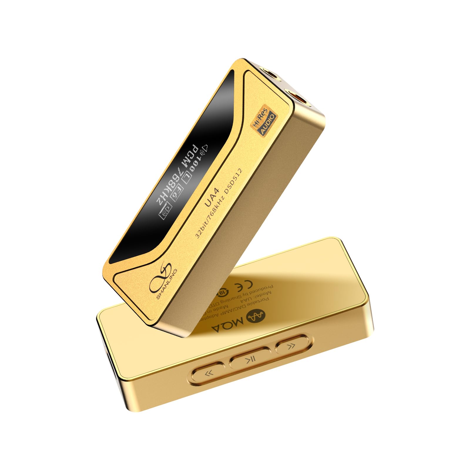 Shanling Portable amp USB DAC UA4 Headphone Amplifier DAC ESS9069Q 32bit/768kHz DSD512 3.5mm Output&4.4mm Output(Gift/Holiday Ready) (Golden)