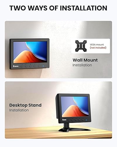 Miniatura 7 de Eyoyo Mini monitor de 7 pulgadas, pequeño monitor IPS HDMI 1024 x 600, entrada USB HMDI AV VGA BNC, altavoces integrados y control remoto para PC,