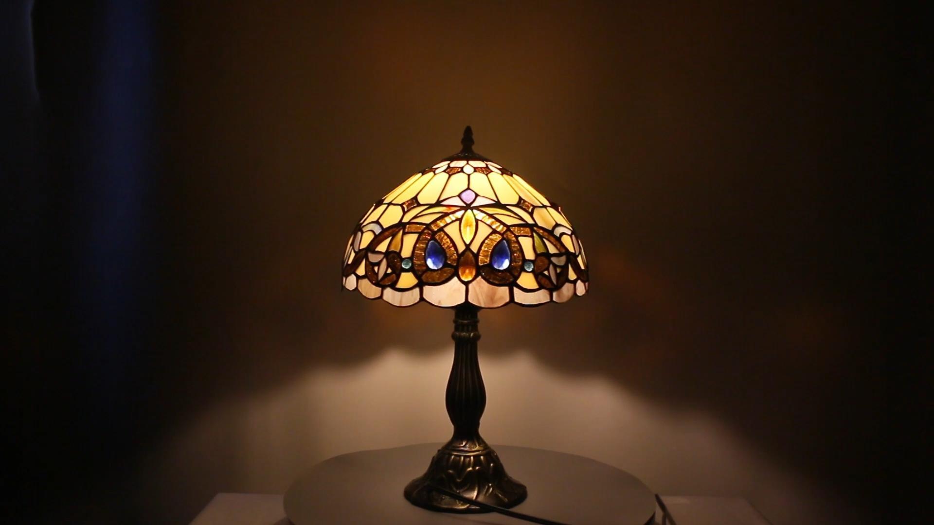 Image of WERFACTORY Tiffany Style Table Lamp Stained Glass Serenity Victorian Lamp