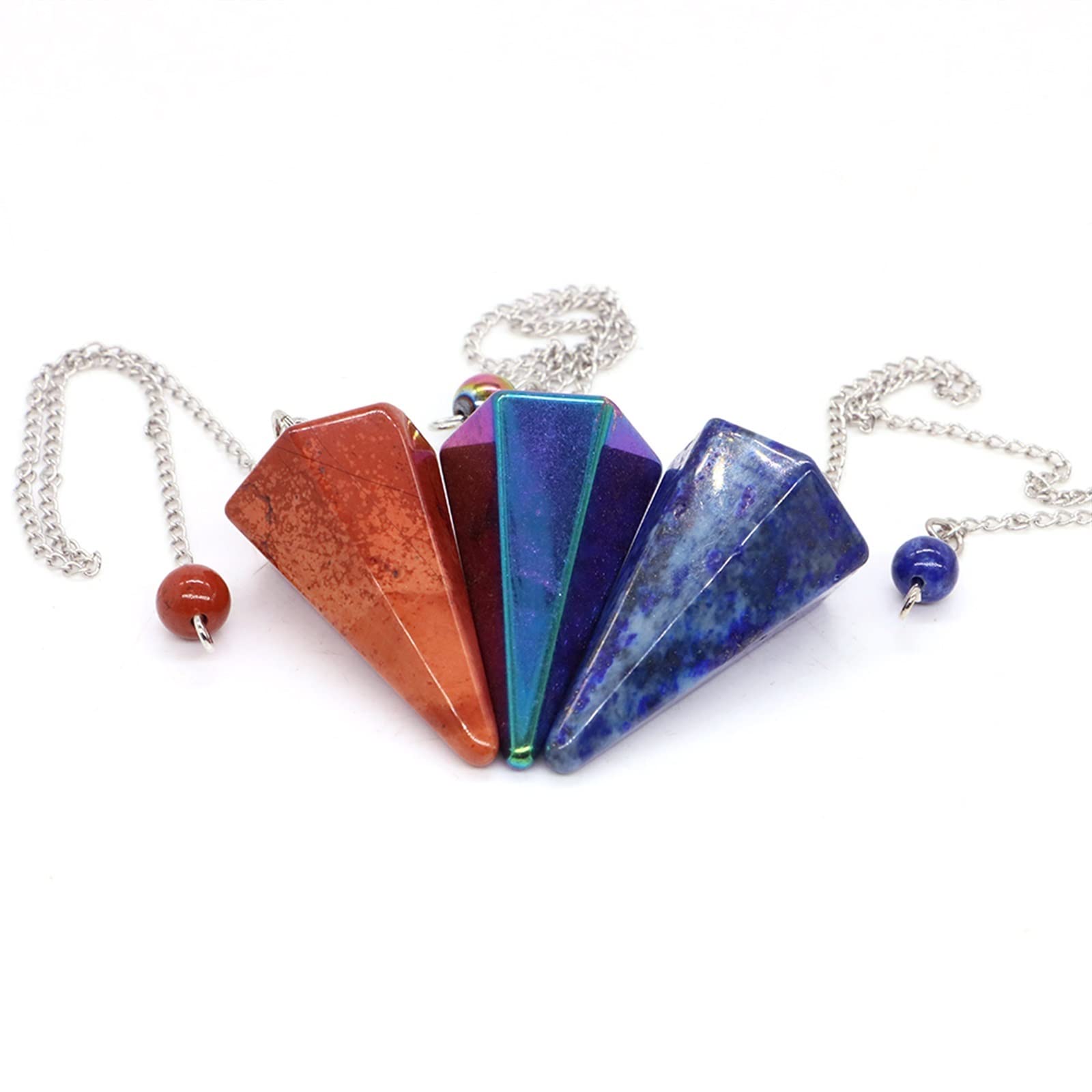 1–20 Stück Naturstein-Pendel, for Wünschelrutengehen, spirituelle Wahrsagerei, Kegel, Kristallquarz-Pendulos, kleine Halskette, Schmuck Voller Textur ( Color : Mix Random Stones , Size : One Size )