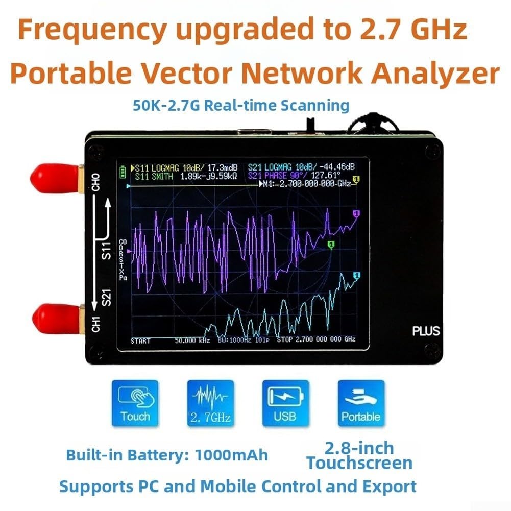 Appareil portable pour analyseur nanovna 50 kHz-2,7 GHz VNA pour module de test RF avec kit d'étalonnage et interface à écran tactile (sans carte)