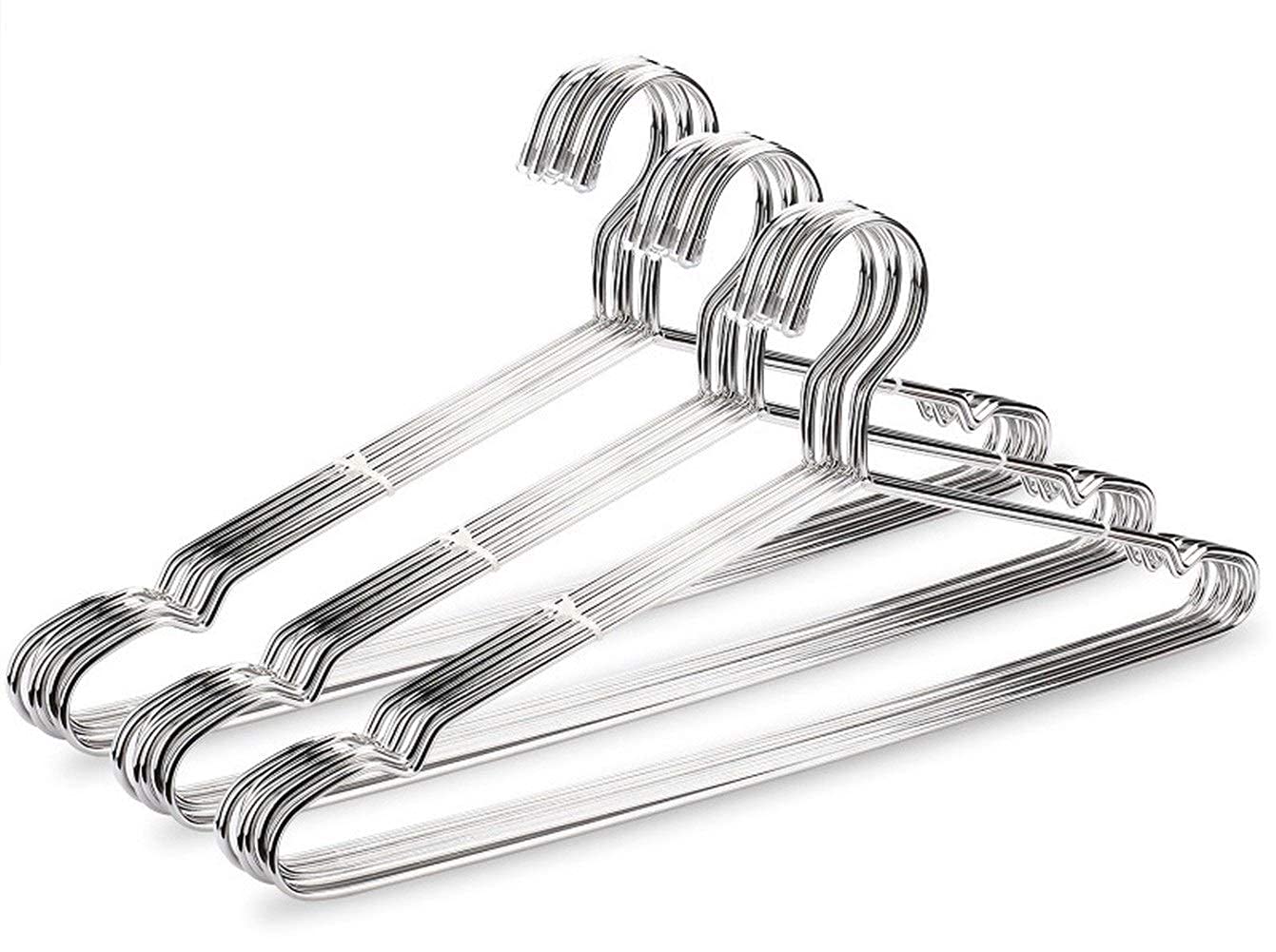 Perchas estándar de metal resistente de acero inoxidable de 45 cm, perchas duraderas para abrigos y trajes, lote de 20 unidades, diseño antideslizante, solución para ahorrar espacio