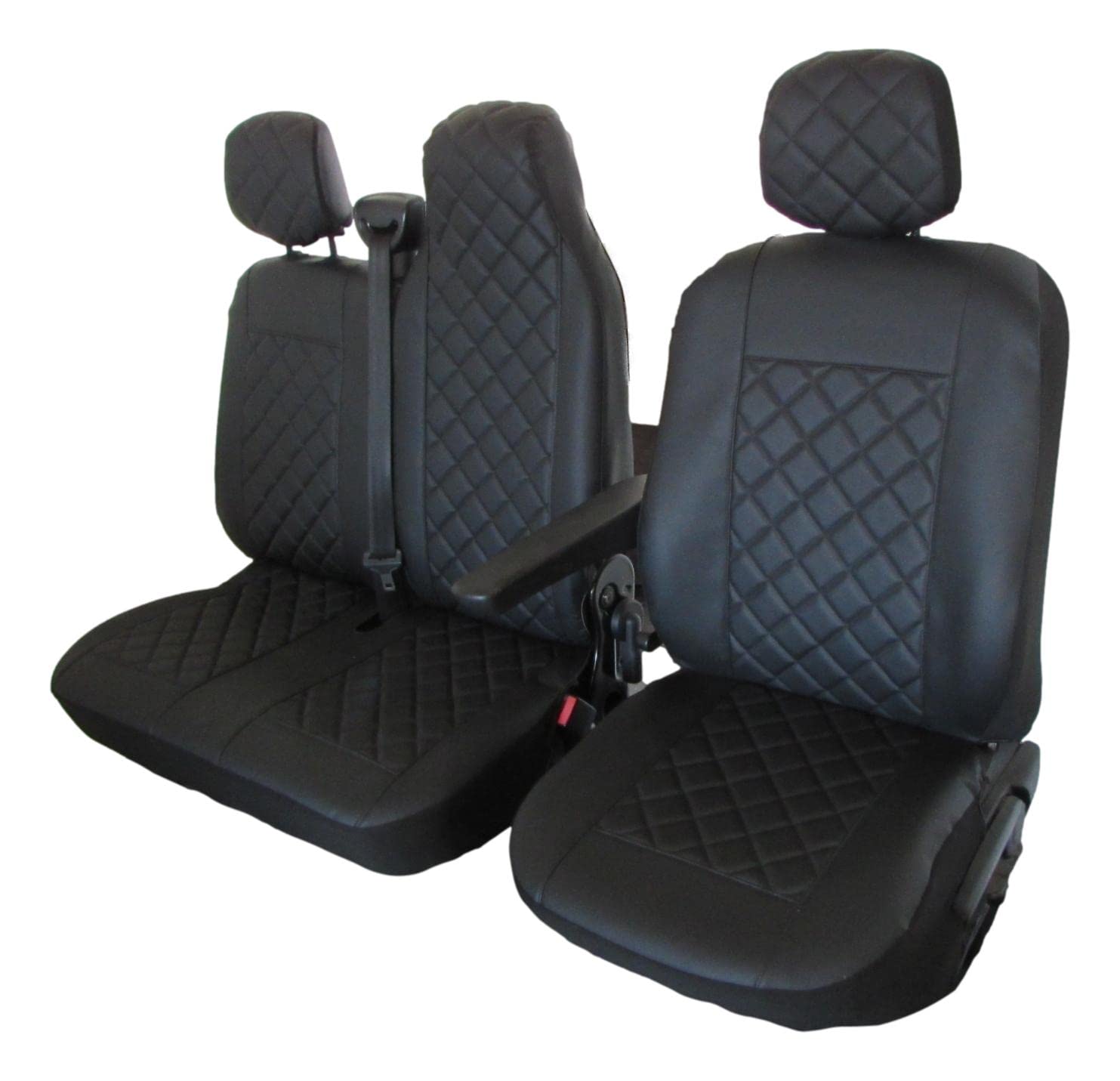 Housses de siège avant 2 + 1 conçues pour s'adapter à la Renault Master après 2011 2020, toutes les housses de siège avant en cuir écologique noir avec conduite à gauche