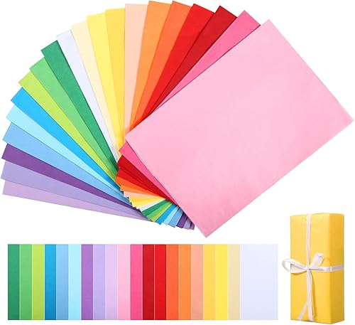 100 hojas de 20 hojas de papel de seda surtidos para envolver regalos, papel de seda de color arcoíris de 14 x 20 pulgadas, a granel para bolsas de