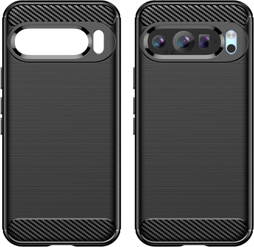 Image of NPRC Hybrid Ultra Slim Protective Case TPU Non-Slip Carbon Fiber Texture Shockproof Case Cover for Google Pixel 9 pro XL - Black