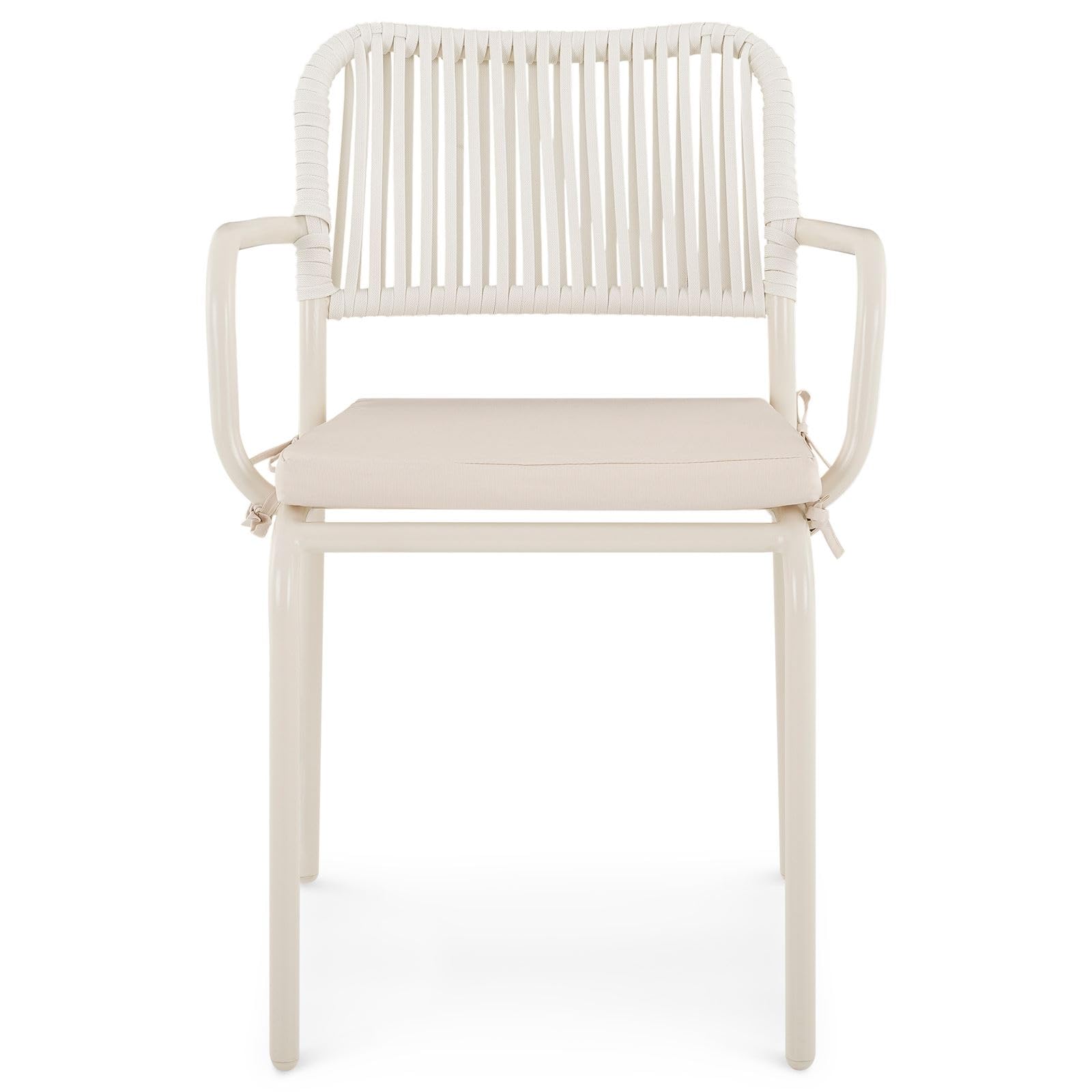 IDIMEX Gartenmöbel Set VOLONTE 1 Tisch 6 Stühle, Beige – Wetterfeste Sitzgruppe mit Glasplatte & Rope-Bespannung für Garten Terrasse Balkon
