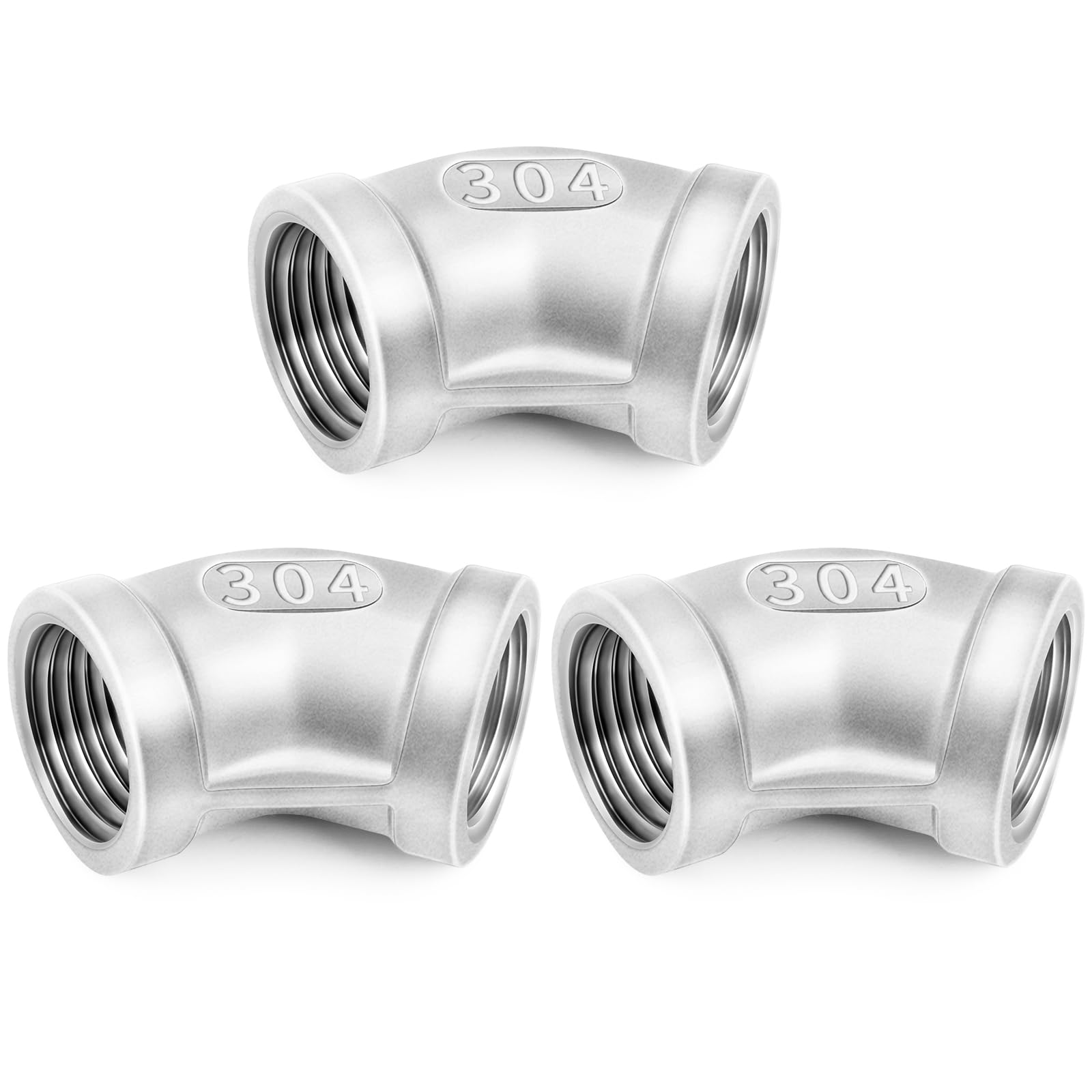 Raccord de tuyau coude 45° ChillWaves 1/2 NPT inox 304 pour plomberie et réseau de fluides