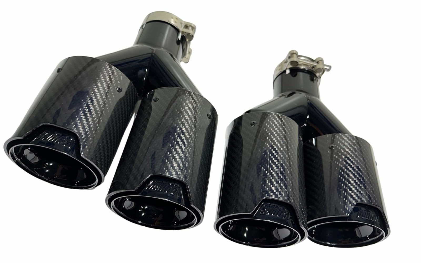 MpTuned Embout d'échappement double universel en fibre de carbone avec logo M noir à l'intérieur pour