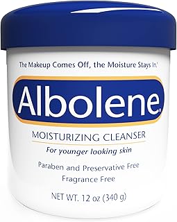 Albolene Face Moisturizer and Makeup Remover, Facial Cleanser and Cleansing Balm, Fragrance Free Cream, 12 oz