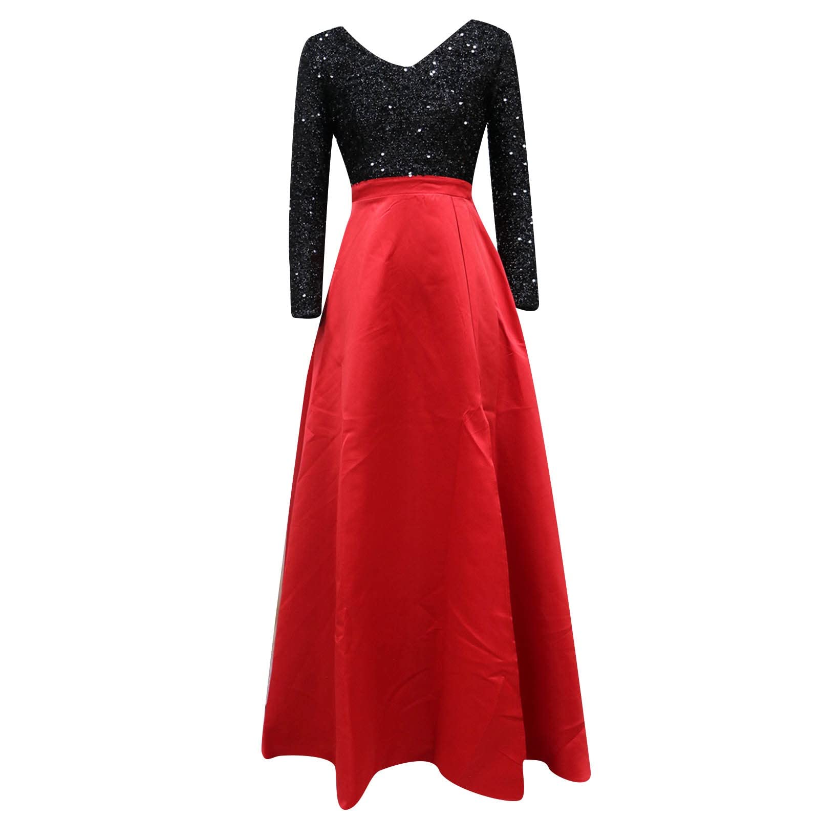 Autunno e Inverno Donna Paillettes Scollo a V Maniche Lunghe Spacco Abito Da Sposa Ignite Plus Size Abiti