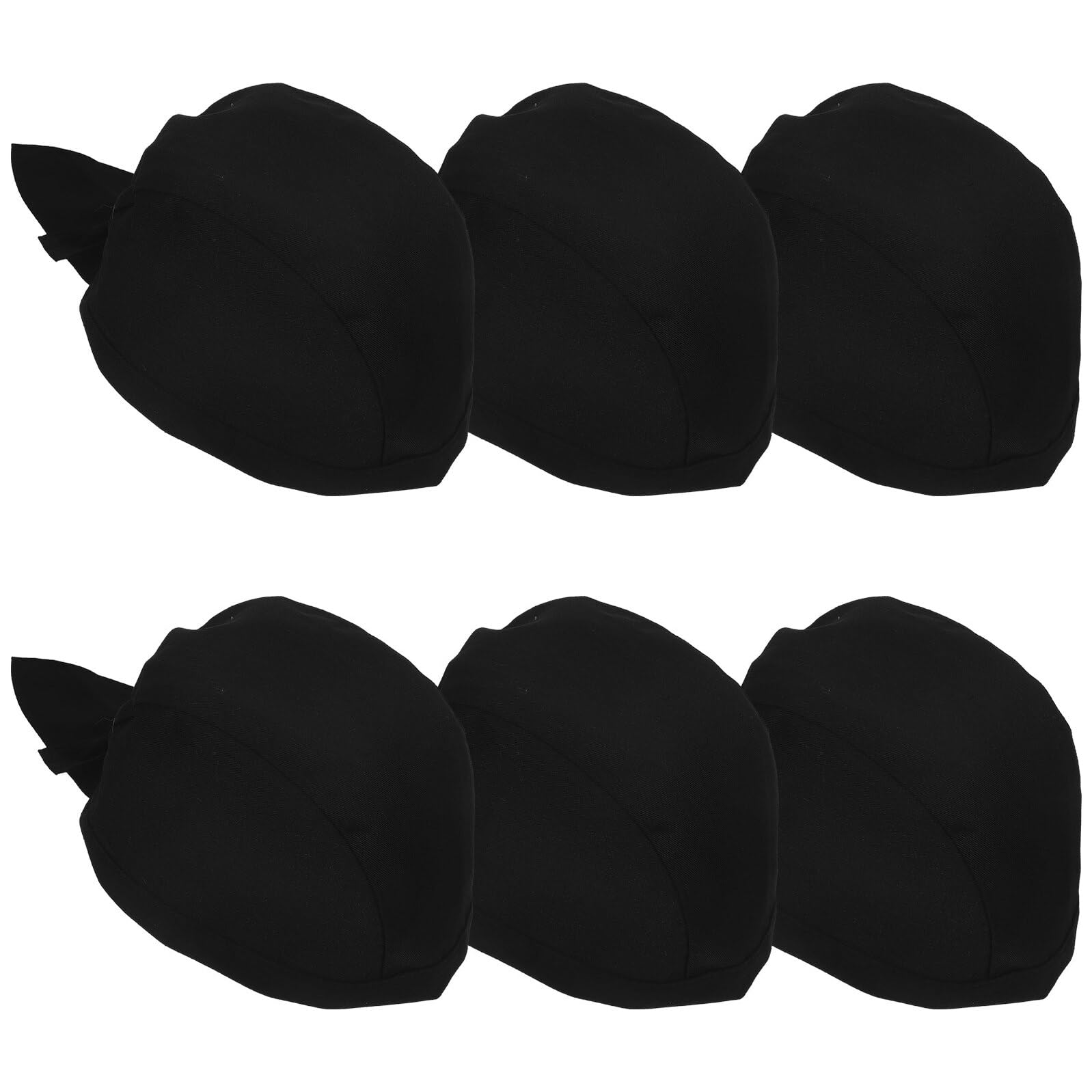 Hemobllo 6 Gorros de Chef de Tela de Algodón Negro, Cómodo y Ajustable, para Cocina y Restaurante, Estilo Clásico y Diseño Único para Chefs Profesionales