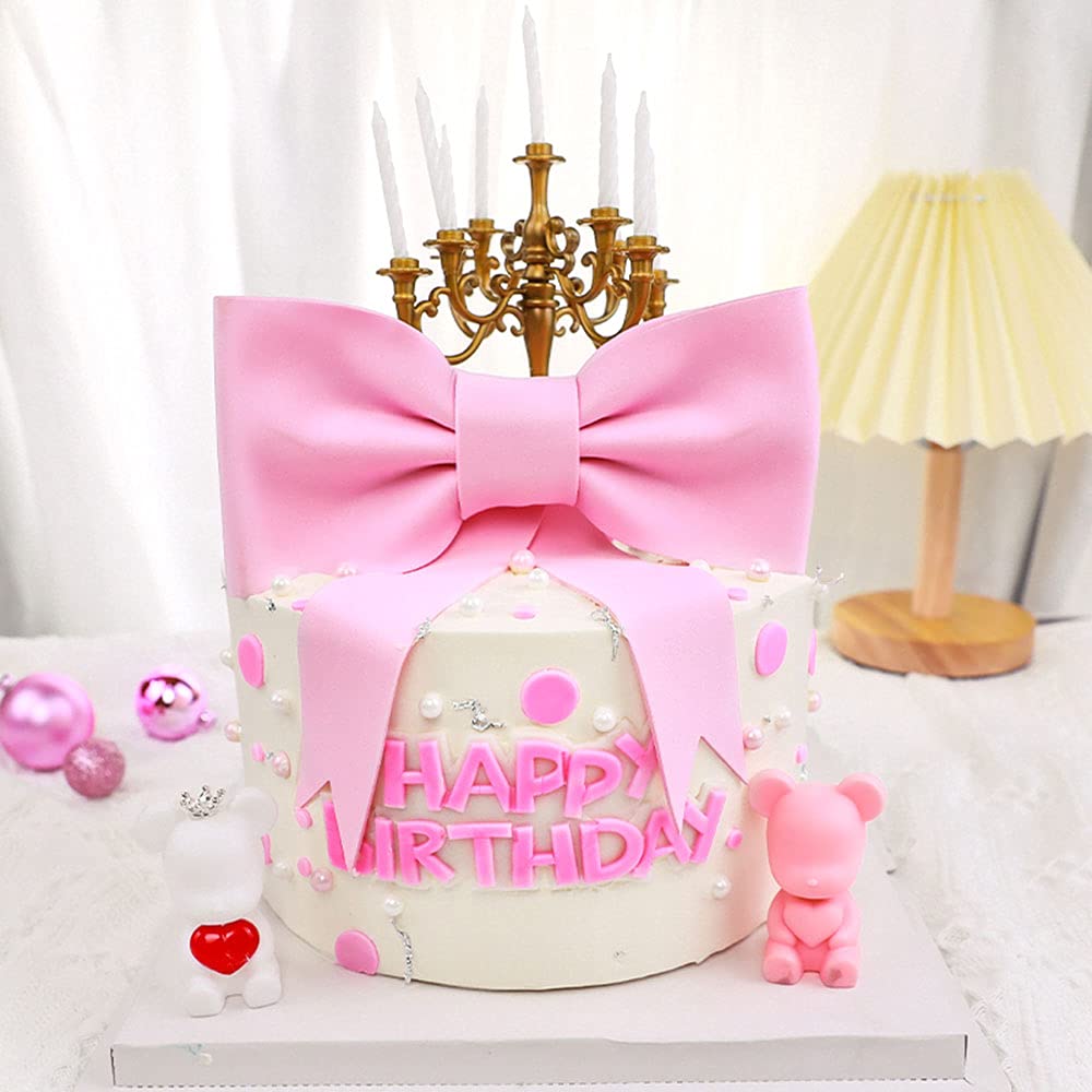 Różowa kokarda ozdoba na ciasto kokarda dekoracja tort dziewczynka dekoracja tort baby shower ozdoba na ciasto dla dziewczynki EVA