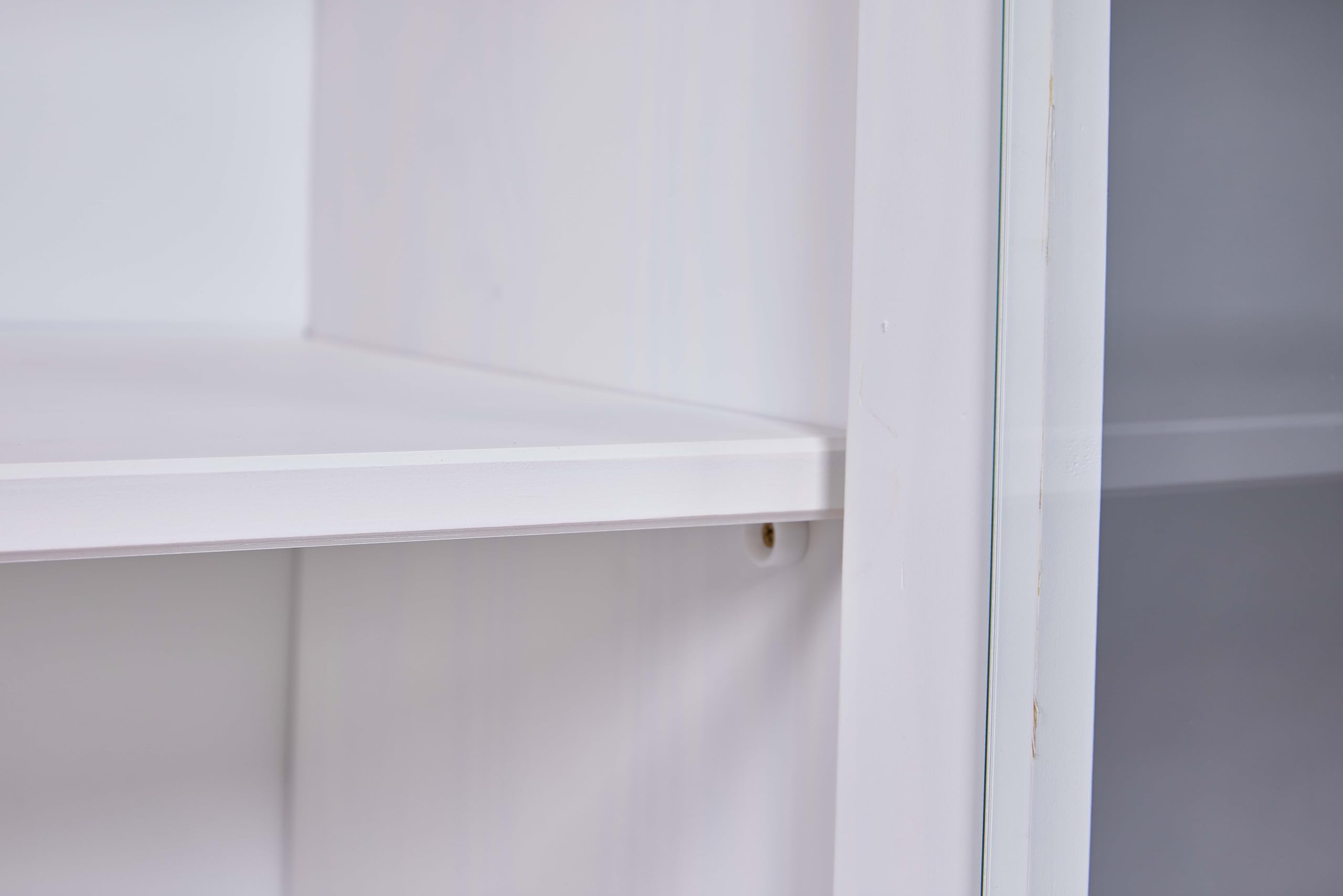 Inter Link – Vitrinenschrank – Buffet-Schrank - Geschirrschrank - Esszimmerschrank - Landhausstil – Vitrine - Kiefer - Massivholz FSC – 2 Türen – 3 Schubladen – 90 x 190 x 38 cm -Westerland 10 – Weiß