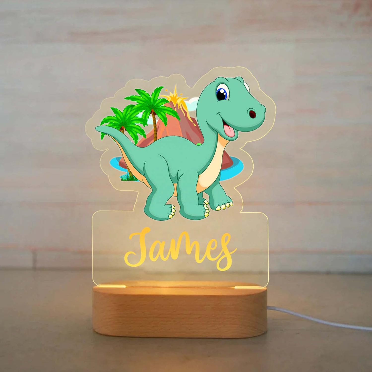 FIMIONAS Personalized Night Light for Kids Custom Name Animal Led Dinosaur Baby Lamp for Nursery Decor Kid's Bedroom Birthday Christmas Gifts for Boys