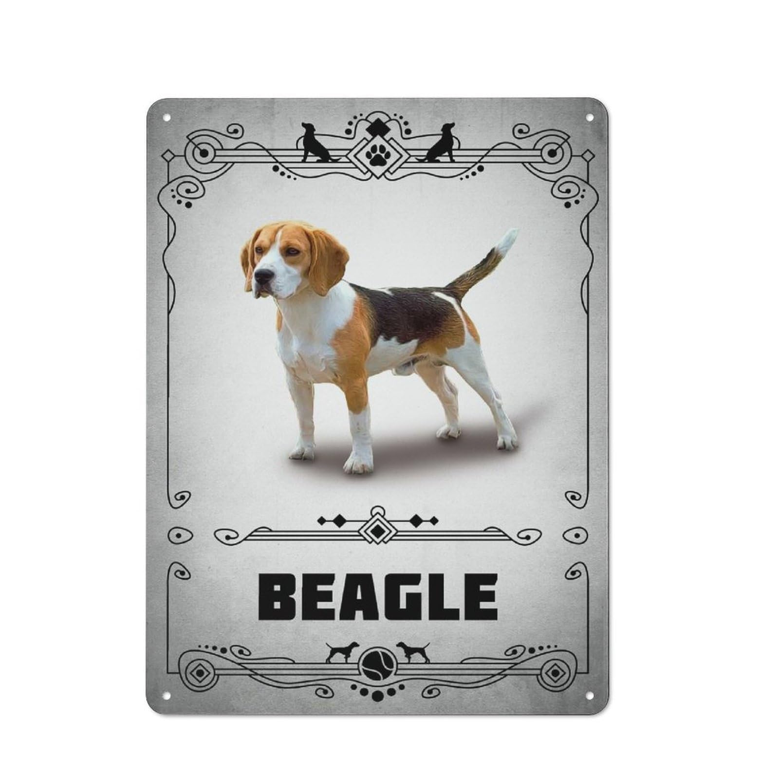 Junmoney Style-22 Vintage Tin Sign 40X30cm With Beagle For Living Room Or Hallway, For Vintage Wall Decor Fans, For Metal Sign Collectors
