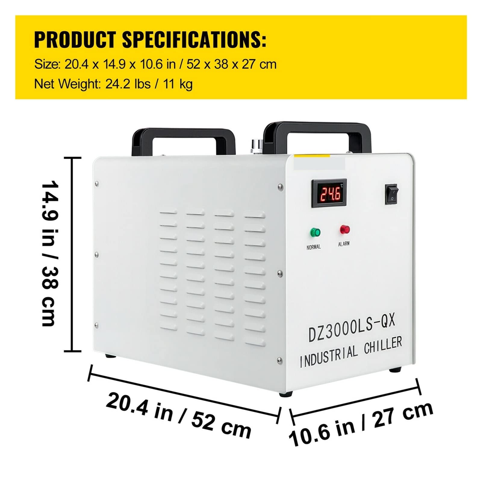 CW3000AG Macchina for refrigeratore d'acqua con canottiere da 9 litri e ventola di raffreddamento for il dell'acqua industriale for 6 0W80W CO2 Tubo vetro
