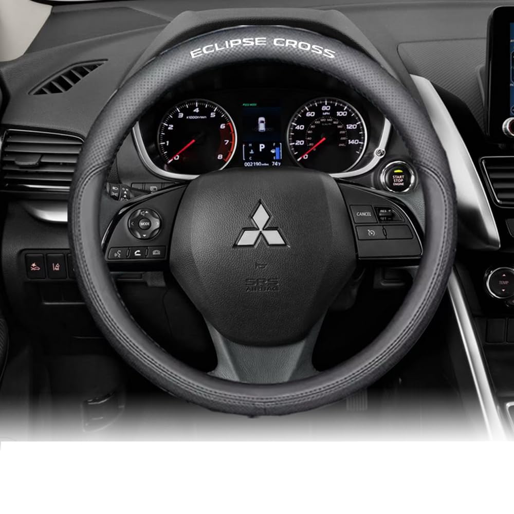 Custom Interior Accessories for Mitsubishi Eclipse Cross 2018 2019 2020 2021 2022 2023 2024 2025 2026 Steering Wheel Covers Leather Sporty Racing Faux Comfortable Handle(Black Stitching)