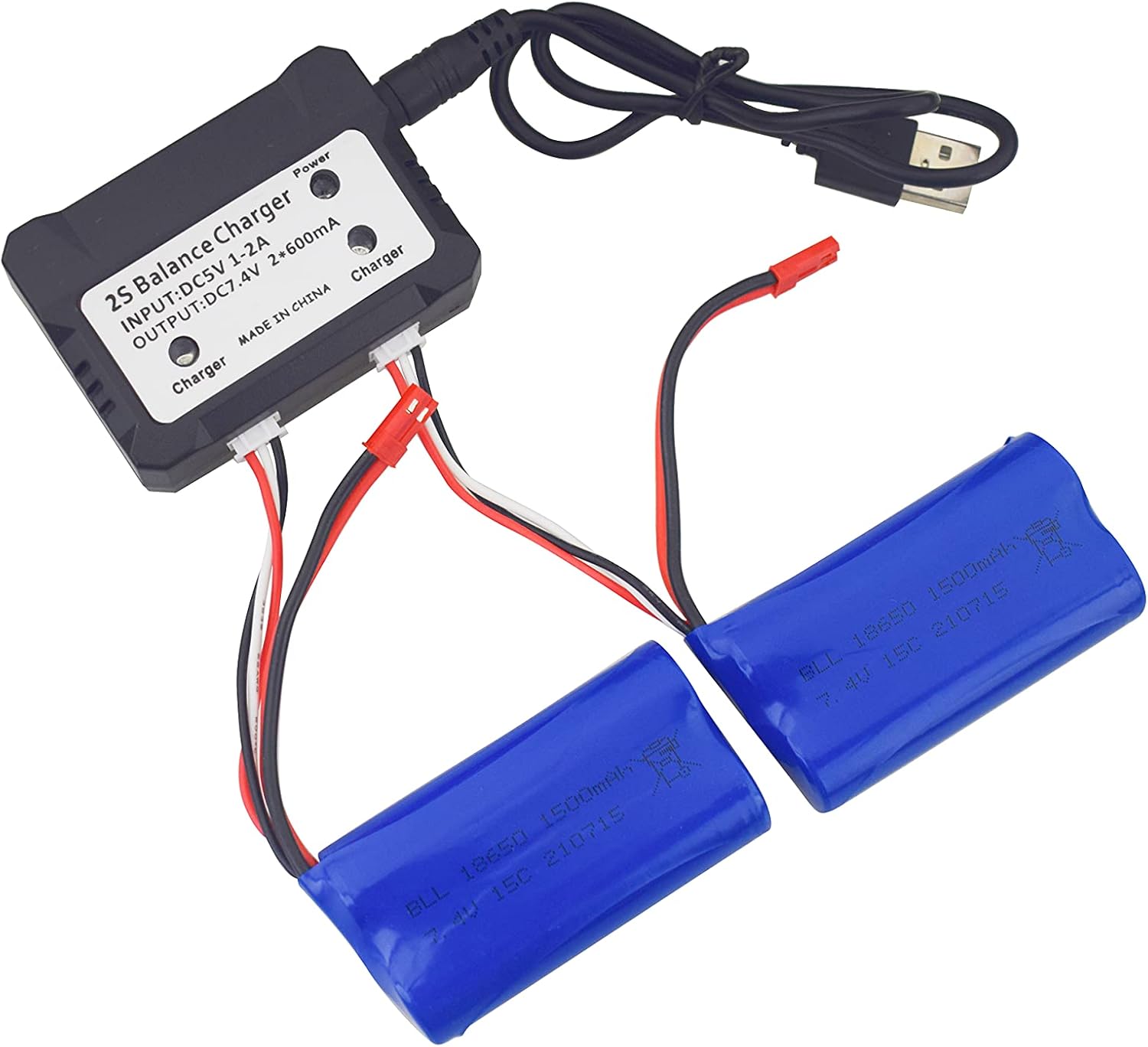 sea jump 2PCS 7.4V 1500mah Lithium Battery with 2-in-1 Charger for UD1601 UD1602 SG1603 SG1604 1:16 Four-Wheel Drive High-Speed Drift Car Lithium Battery Remote Control Flat Sports Car Accessories : Toys & Games