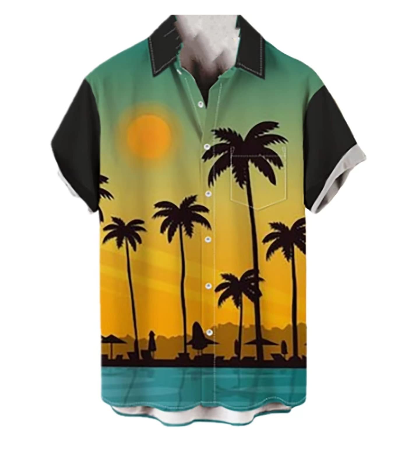 Hommes Été Impression Mode Décontracté Col En V Cardigan Boutons Blouses Chemises Amples T-shirt Plage Basique Vacances Chemises À Manches Courtes Chemise Manche Courte Homme ( Color : Multi-colored ,