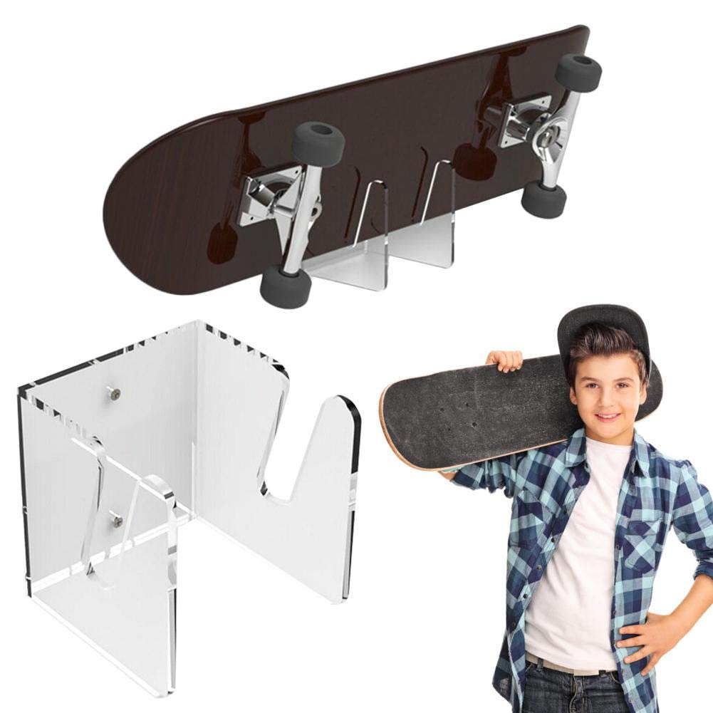 Supporto Da Parete Per Skateboard - 2 Pezzi In Acrilico Trasparente - Montaggio Facile, Design Moderno - Foto 7