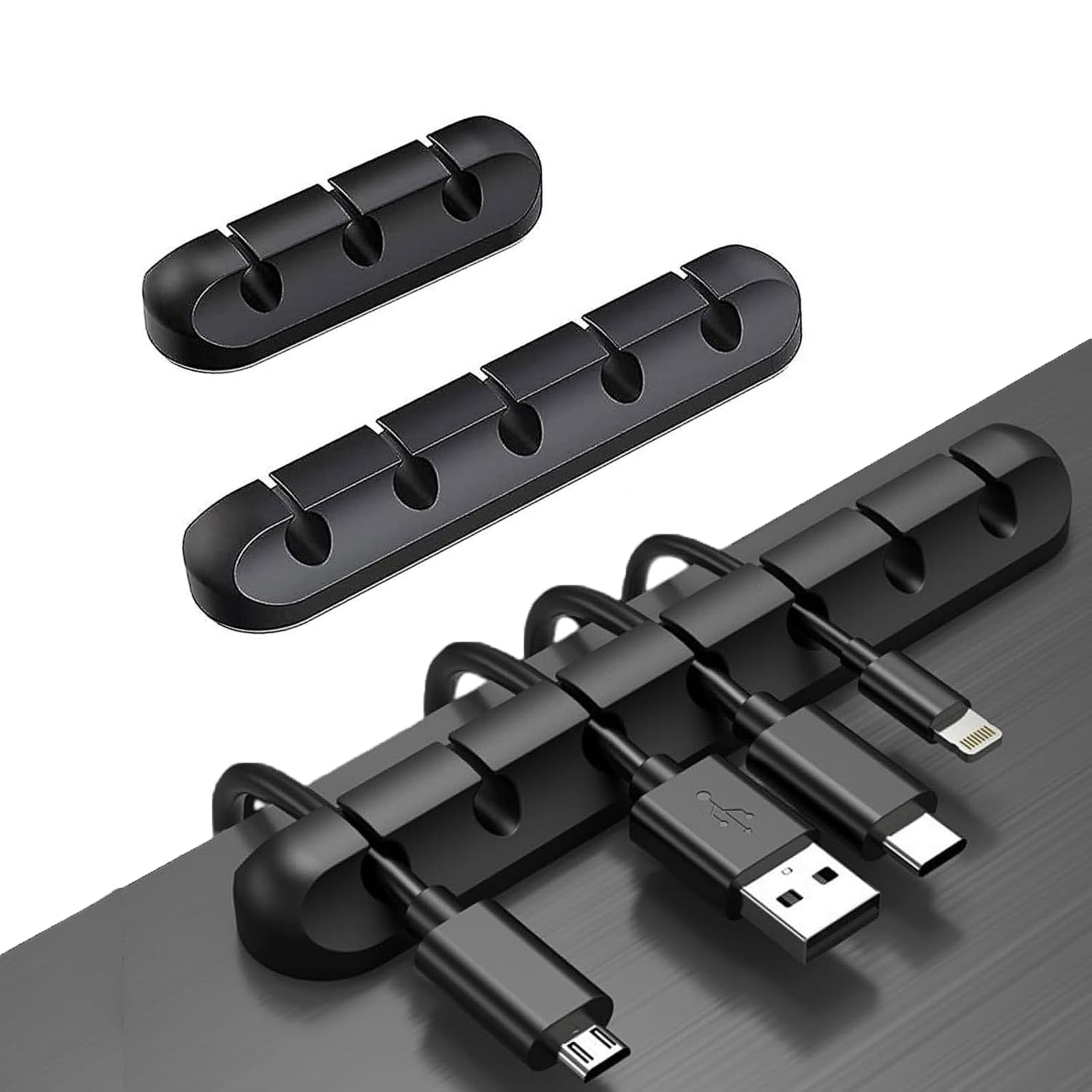 Cuwerfo Black 3 Pack Cable Holder Clips, Cable Clips Self Adhesive, Cable Management Cord Organiser Clips, For Home, Office, Car, Nightstand, Desk Accessories(Black)
