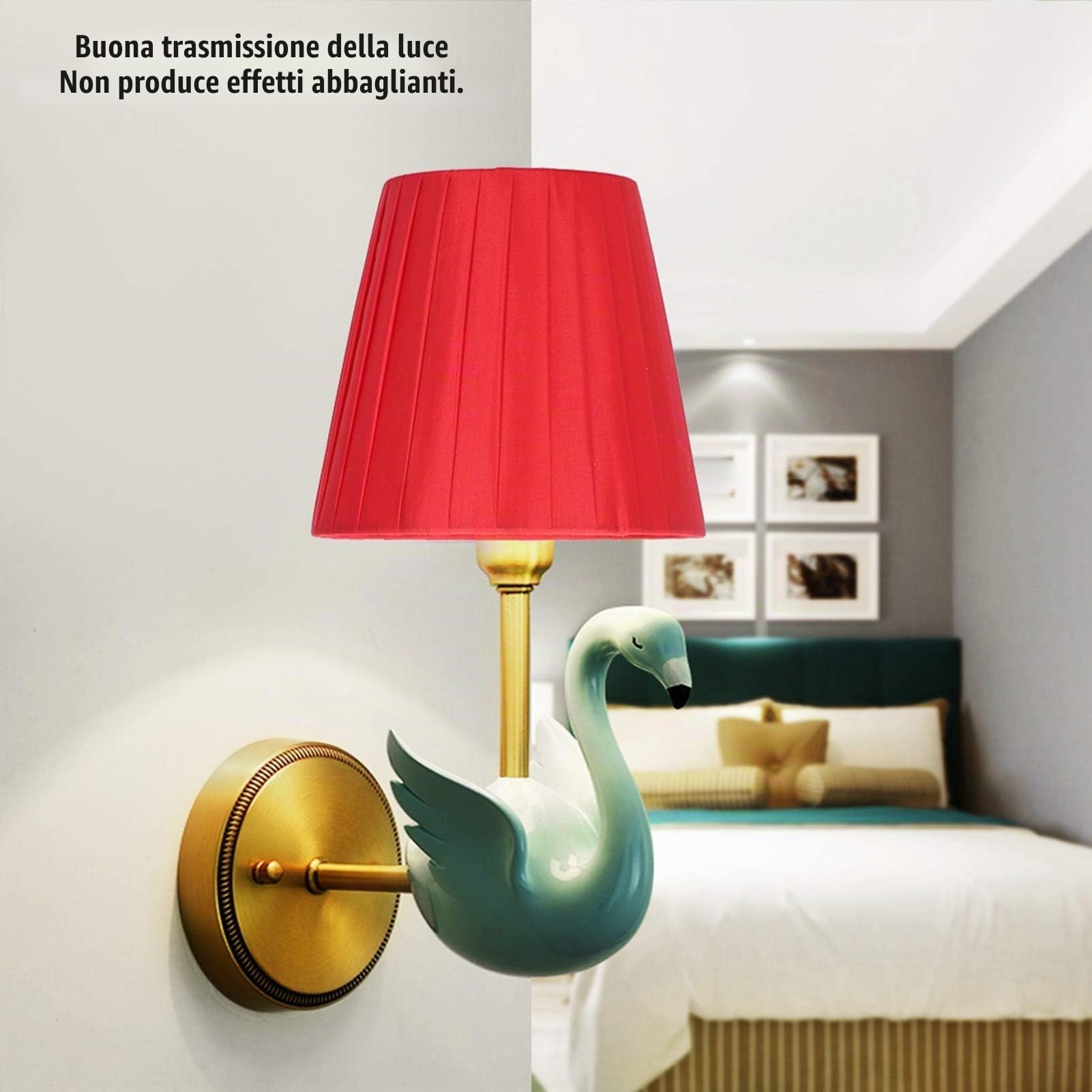 HERCHR 6Pcs Paralume Paralume per Lampada da Tavolo Lampadario di Cristallo in Tessuto Lampada da Parete, Rosso