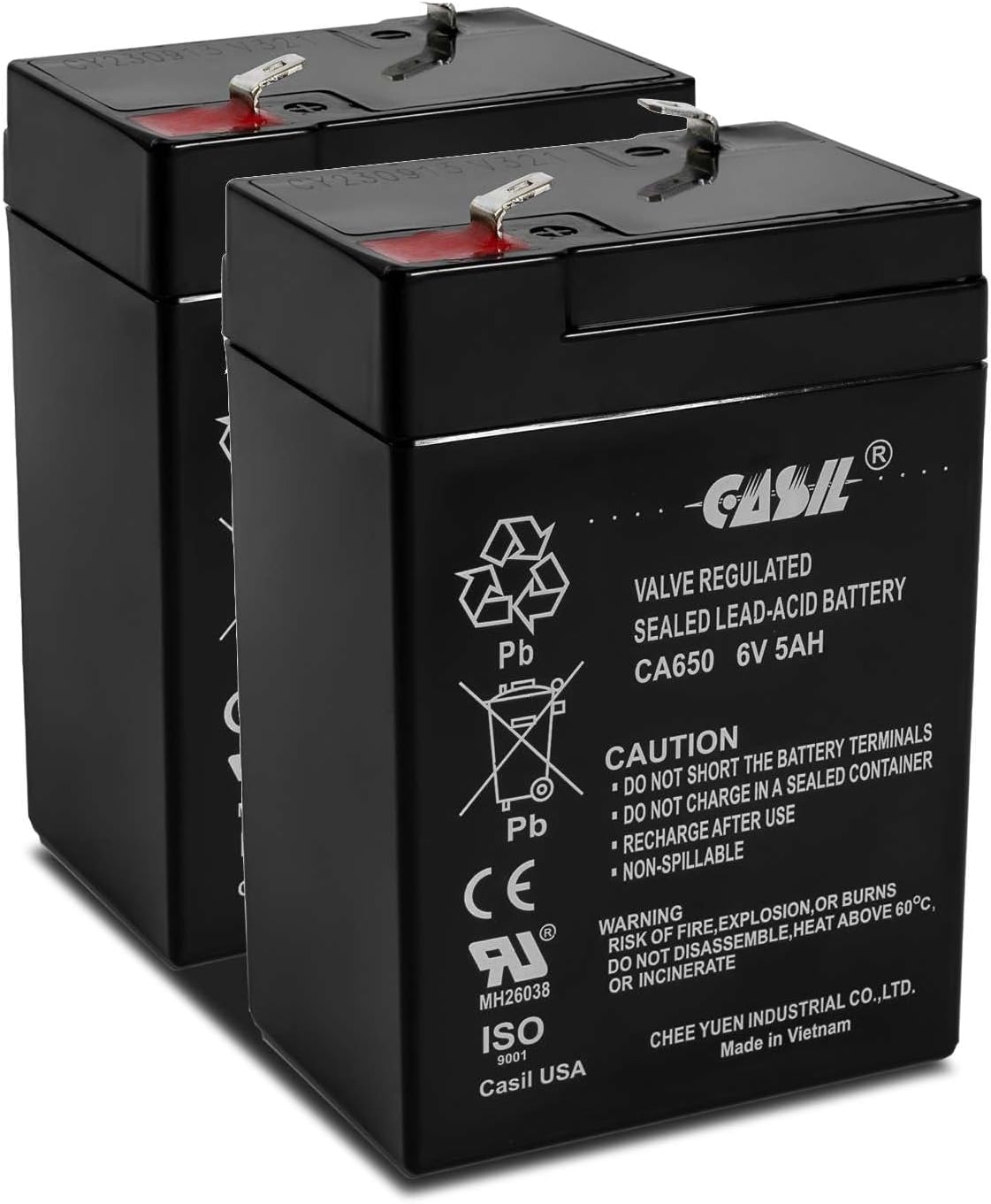 6v 5ah Battery AGM SLA Rechargeable Battery Replaces 6v 4.5 ah Rechargeable Battery, 6v Battery for Ride on Toys, Emergency Lights ELB-0604 Battery ELB0604 (2)