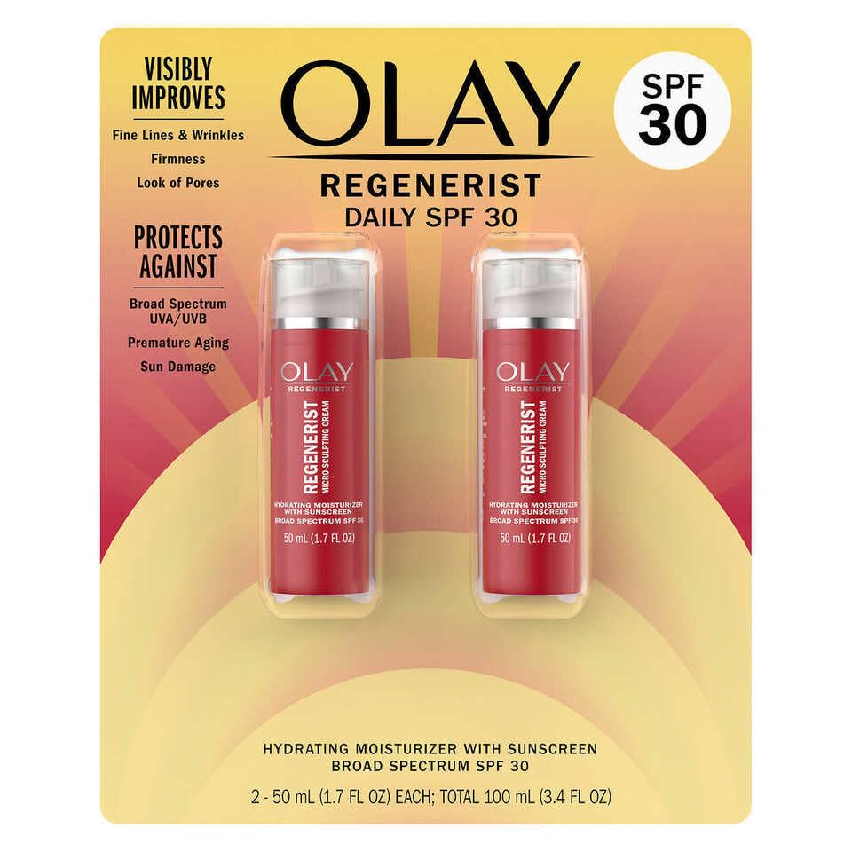 Miniatura 2 de Olay Crema hidratante facial regenerista con protector solar SPF 30 para antienvejecimiento avanzado, 1.7 onzas líquidas (paquete de 2)