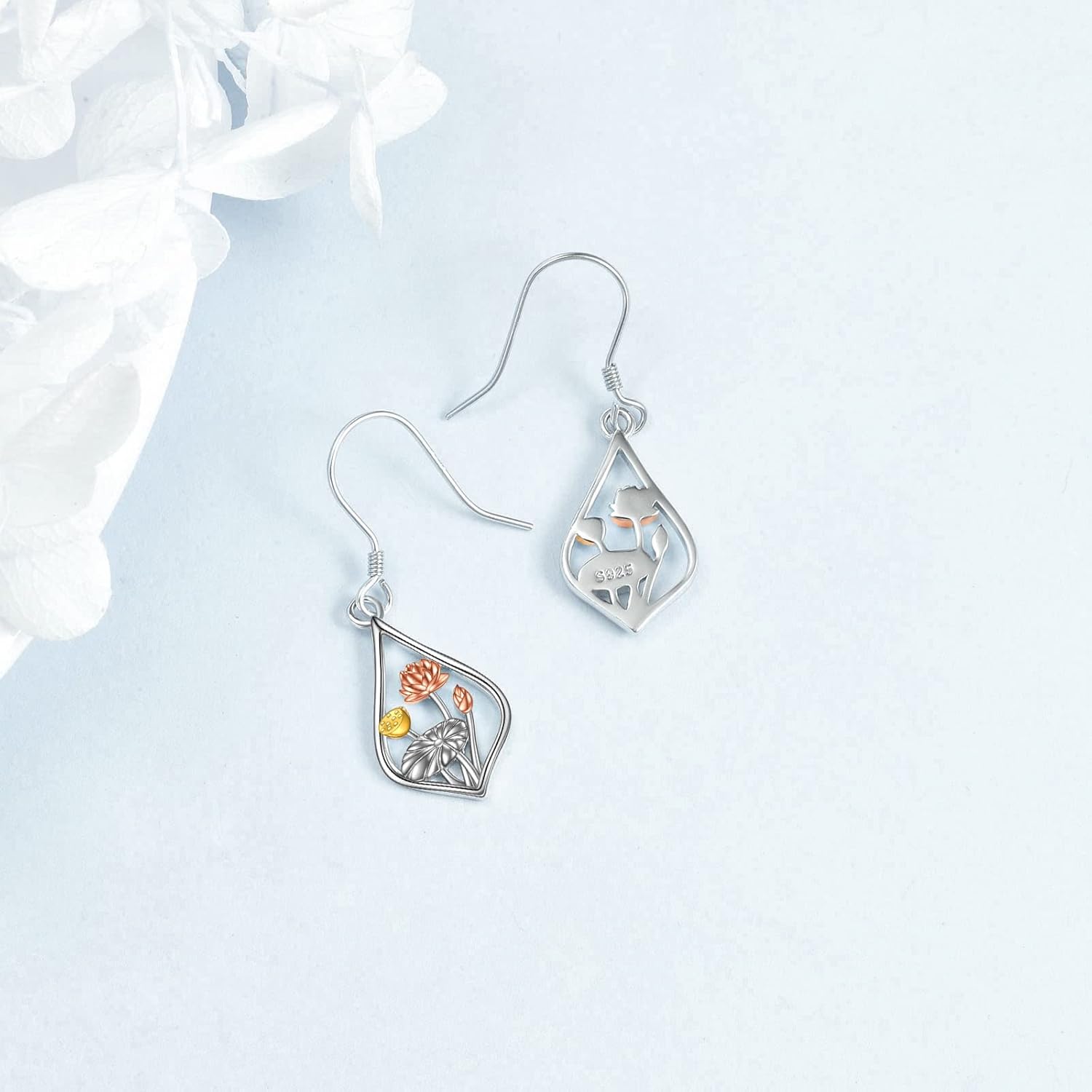 VONALA Flower Earrings for Women 925 Sterling Silver Rose/Lotus/Scottish Thistle/Tulip/Lilac/Mushroom/Pineapple Dangle Drop Earrings Flower Jewelry Gifts for Women Girls Birthday Gifts - Image 4