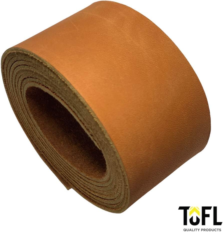 TOFL Leather Strip 2 Inches Wide and 72 Inches Long and 1/16 inch (4-5 oz) Thick (Tan, 2" Wide 72" Long)