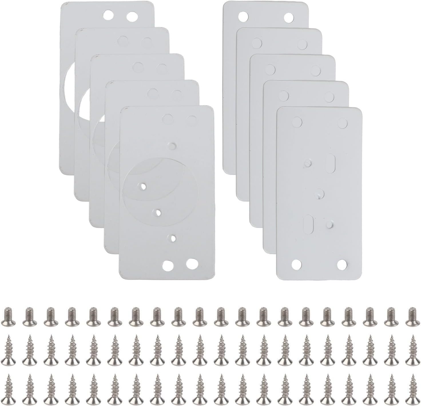 10-Pack Steel Cabinet Hinge Repair Plates Kit with Screws, 90x47mm Black Base and Cup Fix Wooden Furniture Drawer Wardrobe Dressing Table(Black)