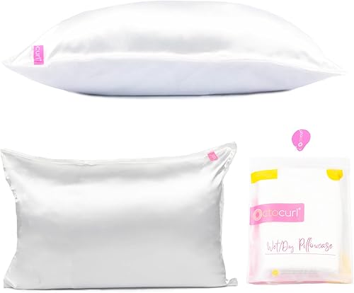 Octocurl Funda de almohada de satén reversible a absorbente de microfibra para cabello mojado más suave que la seda funda de almohada de satén