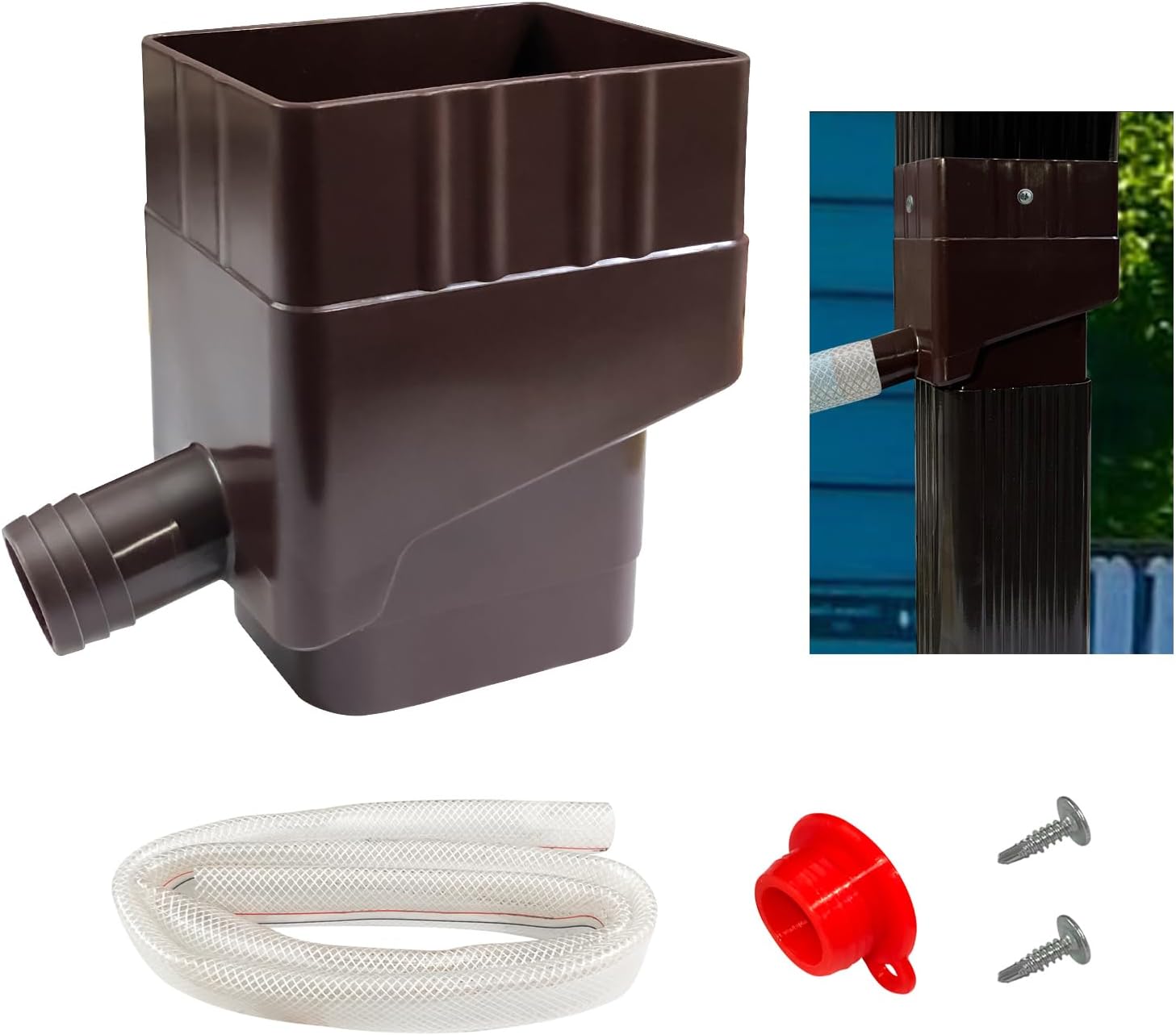 Suncast 50 Gallon Rain Barrel with Hose Durable Resin